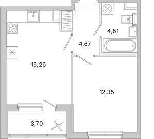 1-к квартира, вторичка, 39м2, 1/5 этаж