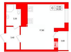 Студия квартира, вторичка, 25м2, 19/25 этаж