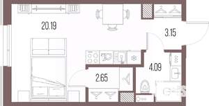 Студия квартира, вторичка, 30м2, 5/10 этаж