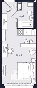 Студия квартира, вторичка, 28м2, 16/24 этаж