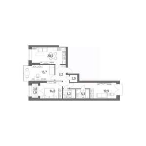 3-к квартира, вторичка, 94м2, 12/13 этаж