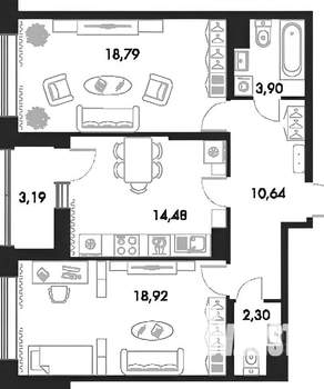 2-к квартира, вторичка, 70м2, 5/8 этаж