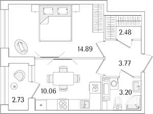 1-к квартира, строящийся дом, 36м2, 8/15 этаж