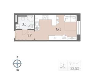 Студия квартира, вторичка, 23м2, 3/12 этаж