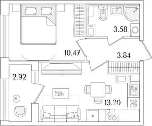 1-к квартира, строящийся дом, 33м2, 9/15 этаж
