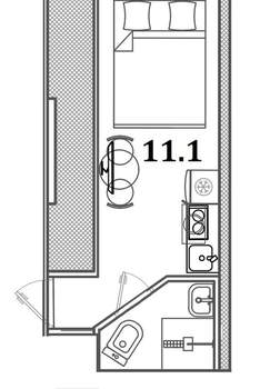 Студия квартира, вторичка, 11м2, 1/6 этаж