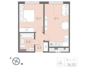 1-к квартира, вторичка, 36м2, 3/4 этаж