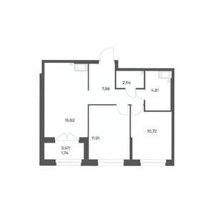 2-к квартира, вторичка, 56м2, 5/24 этаж