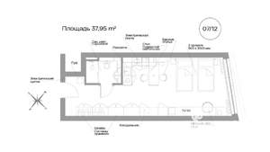 1-к квартира, вторичка, 38м2, 7/22 этаж