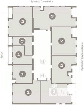 1-к квартира, вторичка, 44м2, 4/16 этаж