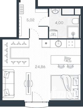 1-к квартира, вторичка, 34м2, 3/9 этаж