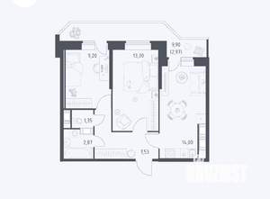 2-к квартира, вторичка, 51м2, 21/25 этаж