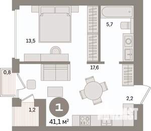 1-к квартира, вторичка, 41м2, 11/16 этаж