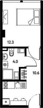 Студия квартира, вторичка, 27м2, 4/10 этаж