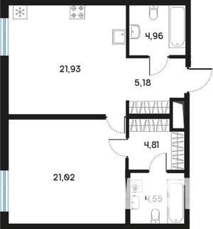 1-к квартира, вторичка, 62м2, 1/9 этаж