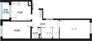 2-к квартира, вторичка, 62м2, 3/9 этаж