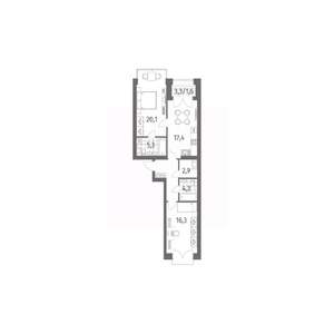 2-к квартира, вторичка, 74м2, 12/13 этаж