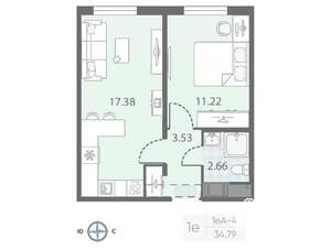 1-к квартира, вторичка, 35м2, 14/23 этаж