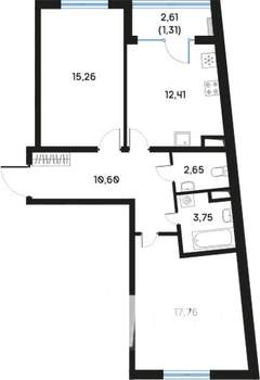 2-к квартира, вторичка, 64м2, 4/9 этаж