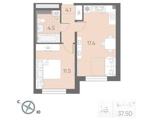 1-к квартира, вторичка, 38м2, 2/4 этаж