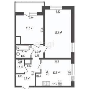 2-к квартира, вторичка, 58м2, 12/24 этаж