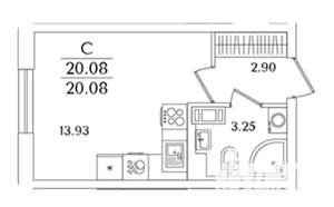 Студия квартира, вторичка, 20м2, 2/8 этаж