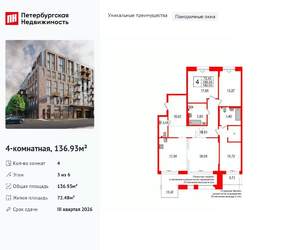 4-к квартира, вторичка, 137м2, 3/6 этаж
