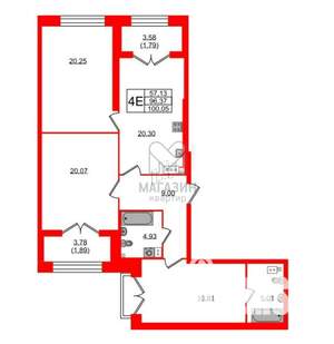 3-к квартира, вторичка, 100м2, 11/11 этаж