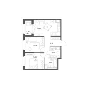 2-к квартира, вторичка, 56м2, 17/24 этаж