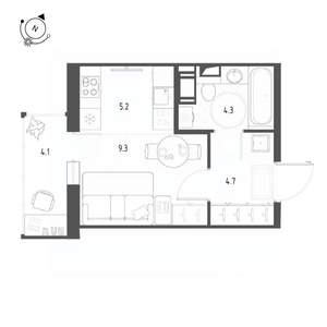 Студия квартира, строящийся дом, 25м2, 10/12 этаж