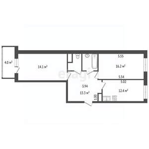 2-к квартира, вторичка, 61м2, 17/20 этаж