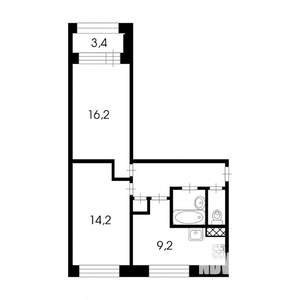 2-к квартира, вторичка, 51м2, 5/9 этаж