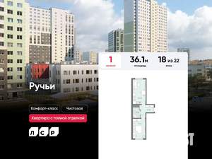 1-к квартира, вторичка, 36м2, 18/22 этаж