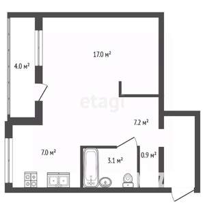 1-к квартира, вторичка, 35м2, 6/12 этаж