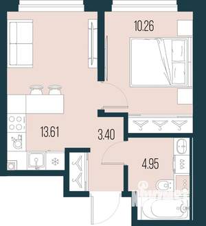 1-к квартира, вторичка, 32м2, 15/22 этаж