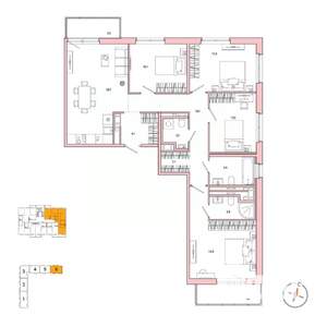 4-к квартира, вторичка, 98м2, 6/7 этаж