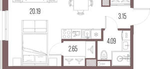 Студия квартира, строящийся дом, 30м2, 2/10 этаж