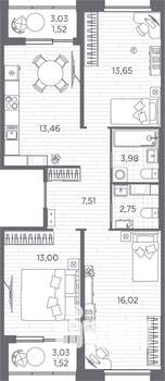 3-к квартира, строящийся дом, 73м2, 4/5 этаж