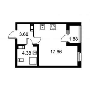 Студия квартира, вторичка, 27м2, 2/9 этаж