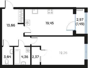 1-к квартира, вторичка, 63м2, 2/9 этаж