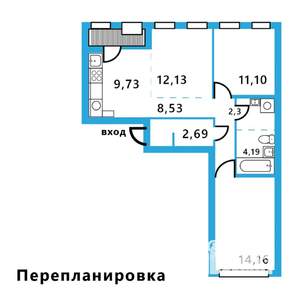 2-к квартира, вторичка, 69м2, 5/6 этаж