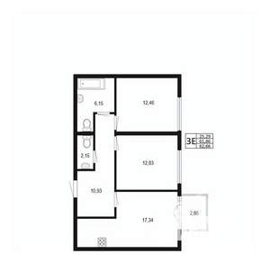 2-к квартира, вторичка, 63м2, 2/8 этаж