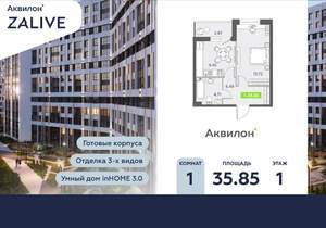 1-к квартира, вторичка, 36м2, 1/13 этаж