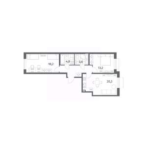 2-к квартира, вторичка, 68м2, 6/8 этаж
