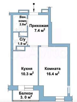 1-к квартира, вторичка, 39м2, 13/24 этаж