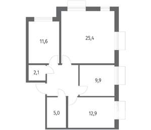 3-к квартира, вторичка, 76м2, 3/12 этаж