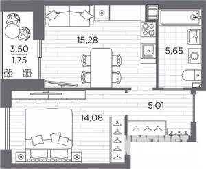 1-к квартира, вторичка, 42м2, 6/25 этаж