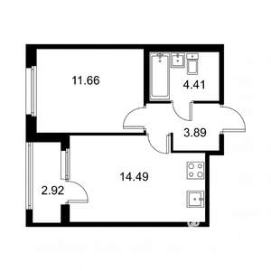 1-к квартира, строящийся дом, 36м2, 2/9 этаж