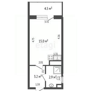 Студия квартира, вторичка, 21м2, 10/12 этаж