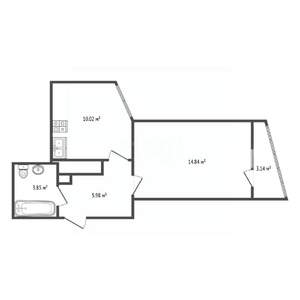 1-к квартира, вторичка, 38м2, 15/16 этаж